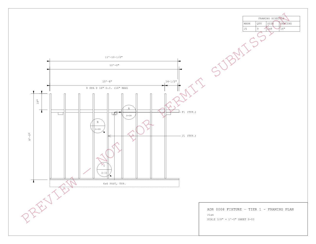 A framing plan from a preview set, watermarked