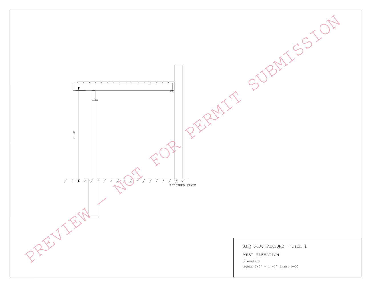 An elevation sheet from a preview set, watermarked
